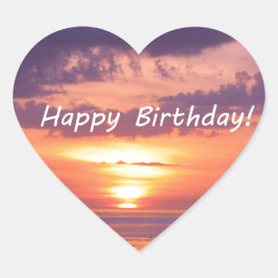 Happy Birthday Florida Beach Sunset Heart Sticker