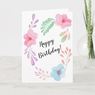 Happy Birthday Flower Floral Custom Design Pretty Card