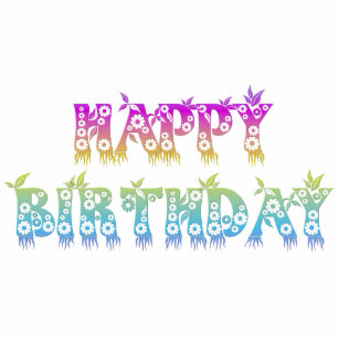 Happy Birthday ( Flower font ) Standing Photo Sculpture