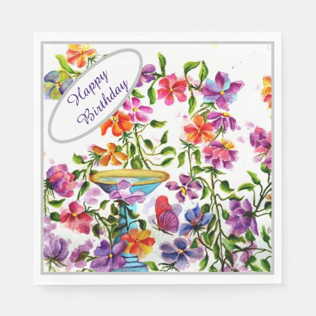 Happy Birthday FLOWER GARDEN PARTY Napkin (Front)