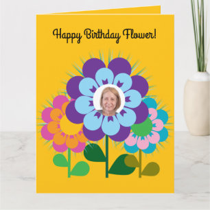 Happy Birthday Flower Retro cheerful Card