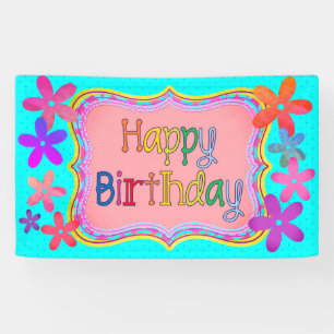Happy Birthday Flowers Banner