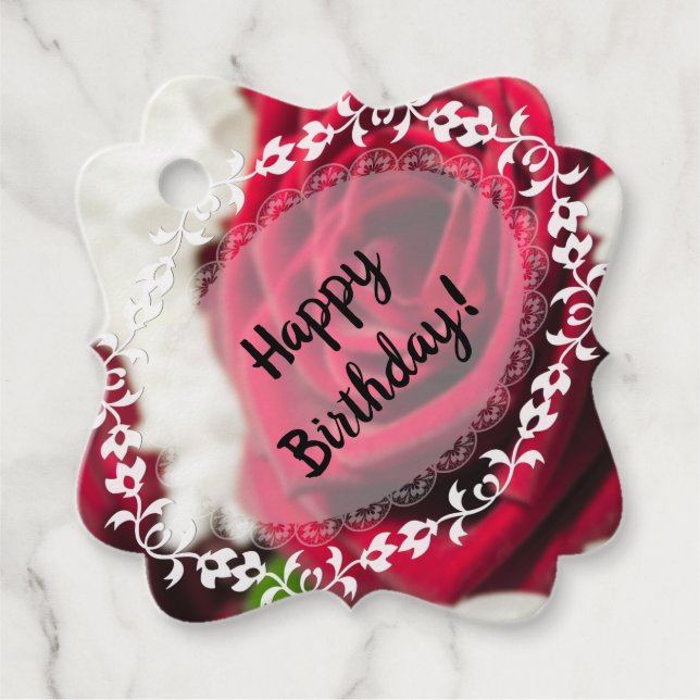 Happy birthday!Flowers, rose Favour Tags (Front)