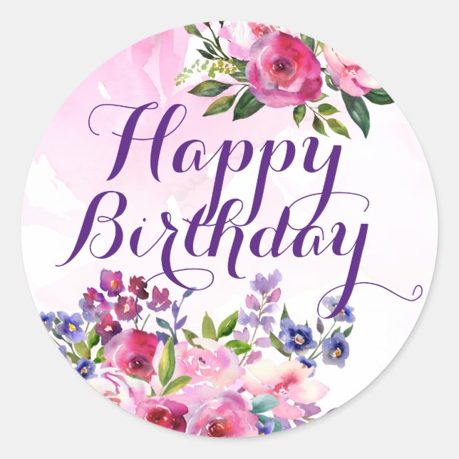 Happy Birthday Flowers Stickers (Front)