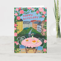 HAPPY BIRTHDAY Flowers Terrace Tea Time Paris