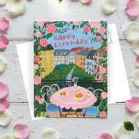 HAPPY BIRTHDAY Flowers Terrace Tea Time Paris