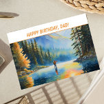 Happy Birthday Fly Fisherman Dad Card<br><div class="desc">Celebrate your dad's birthday with our Golden Hour Fly Fisherman Card,  capturing a serene fishing scene at sunset. Perfect for dads who love nature and angling. This was created using ai artwork.</div>