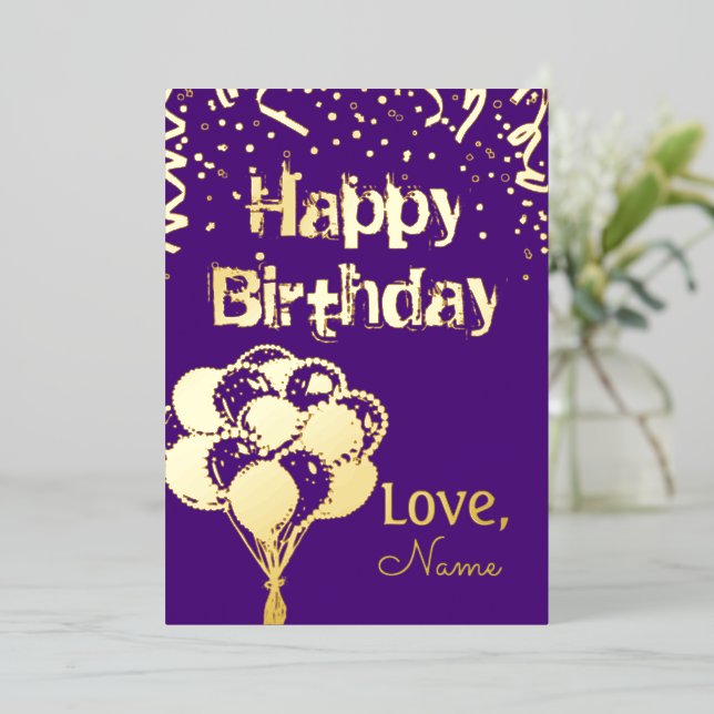 Happy Birthday  Foil Holiday Card (Standing Front)