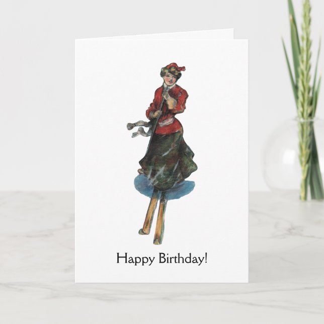 Happy Birthday for a Woman Skier Thank You Card (Front)