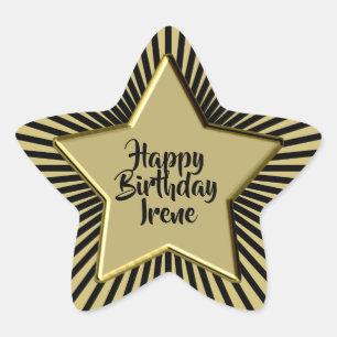 Happy Birthday: For All Ages Black/Gold Star Sticker