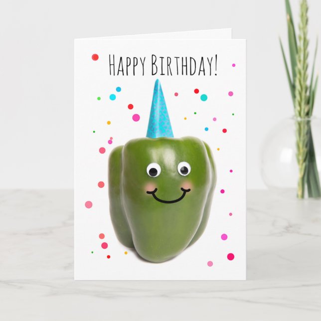 Happy Birthday For Anyone Funny Pepper  Holiday Card (Front)