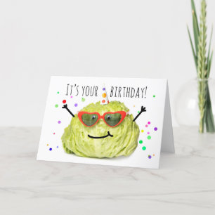 Happy Birthday For Anyone Head of Lettuce  Holiday Card