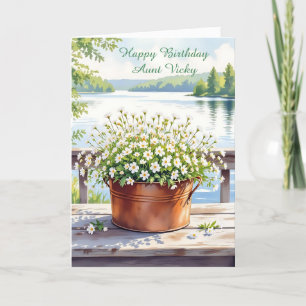 Happy Birthday for Aunt   Flowers in Copper pot Card