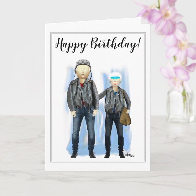 Happy Birthday for Biker Grandparents Card (Orchid)