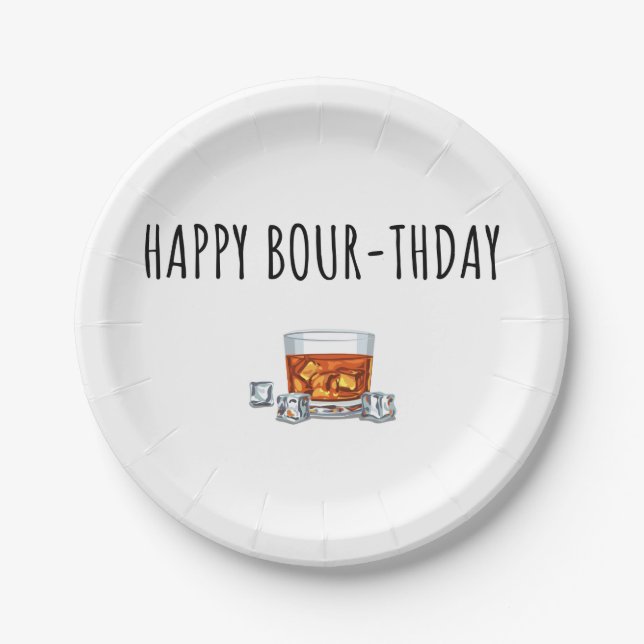 Happy Birthday for Bourbon Lover Paper Plate (Front)
