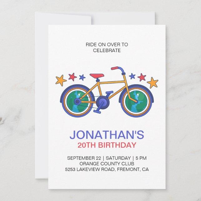 Happy Birthday For Cyclist Customise Invitation (Front)