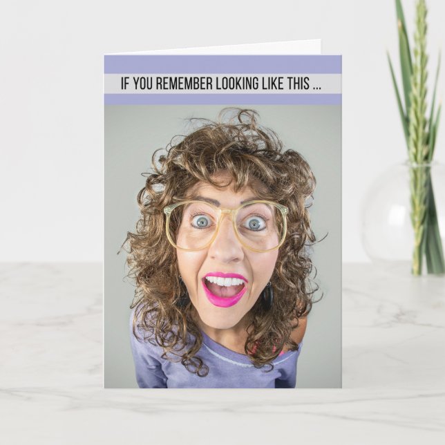 Happy Birthday For Female Dressed in 80s Fashion  Holiday Card (Front)