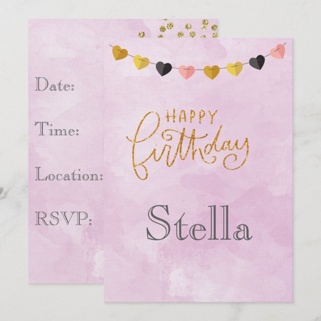 Happy Birthday for Her Invitation (Front/Back)