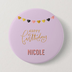 Happy Birthday for Her Personalised with Name 7.5 Cm Round Badge