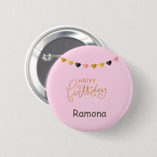 Happy Birthday for Her Personalized with Name 6 Cm Round Badge