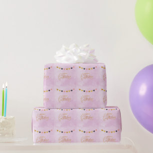 Happy Birthday for Her String of Hearts Wrapping Paper