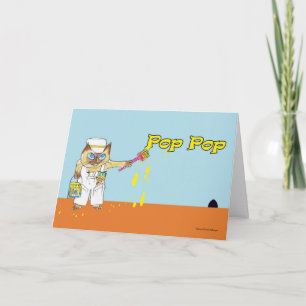 Happy Birthday for Pop Pop Cat Painting Wall Card