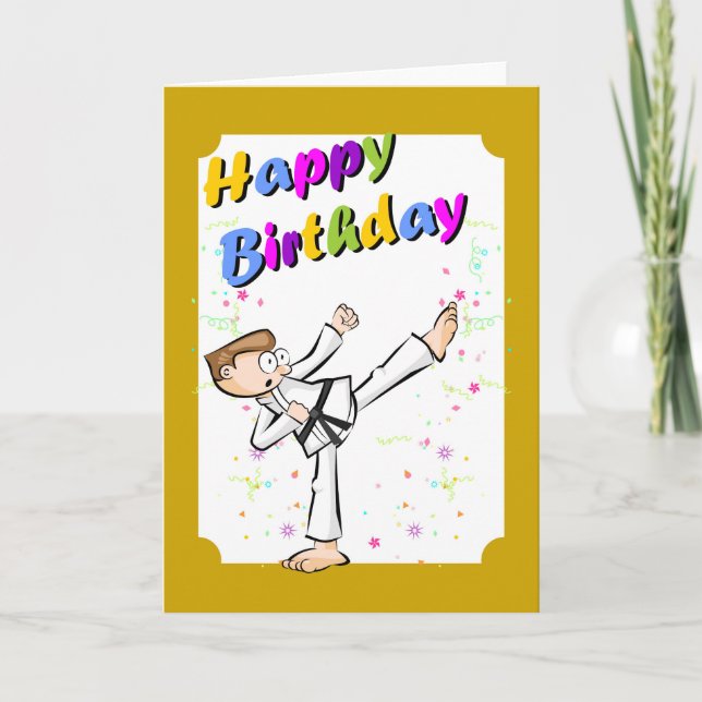 Happy birthday for the brave karate fighter card (Front)