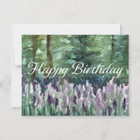 Happy Birthday Forest Wildflowers Watercolor Art