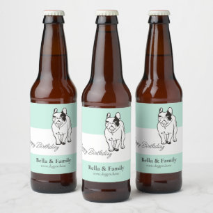 Happy Birthday French Bulldog  Beer Bottle Label