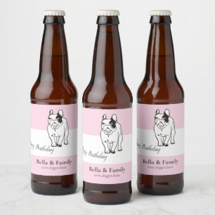 Happy Birthday French Bulldog  Beer Bottle Label