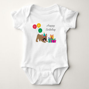 Happy Birthday French Bulldog Colourful Baby Bodysuit