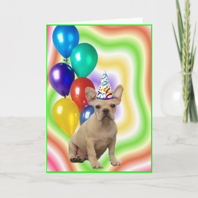 Happy Birthday French Bulldog Greeting Card (Front)