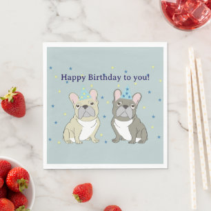 Happy birthday French bulldog Napkin
