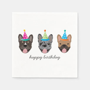 Happy Birthday French Bulldog Party Hats Napkin