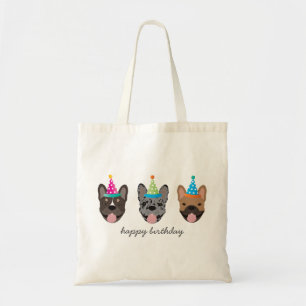 Happy Birthday French Bulldog Party Hats Tote Bag