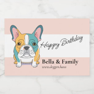 Happy Birthday French Bulldog Sparkling Wine Label