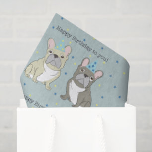 Happy birthday French, bulldog Tissue Paper