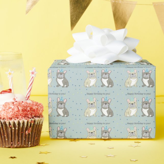 Happy birthday French, bulldog Wrapping Paper (Birthday Party)