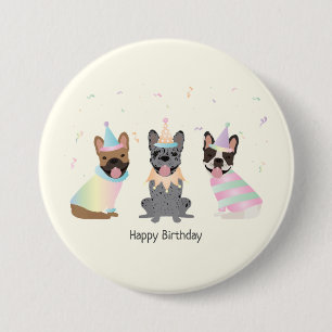 Happy Birthday French Bulldogs 7.5 Cm Round Badge