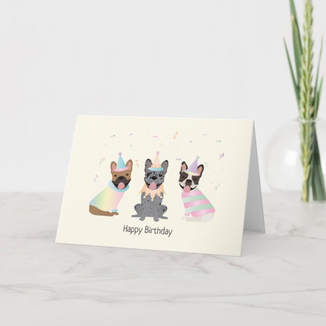 Happy Birthday French Bulldogs Card (Front)