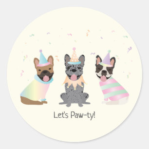 Happy Birthday French Bulldogs Classic Round Sticker