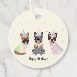 Happy Birthday French Bulldogs Favour Tags