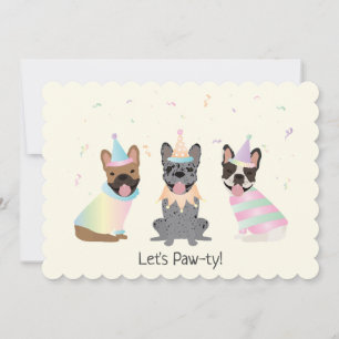 Happy Birthday French Bulldogs Invitation