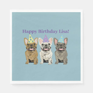 Happy Birthday! French Bulldogs Napkin