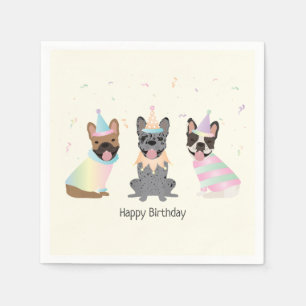 Happy Birthday French Bulldogs Napkin