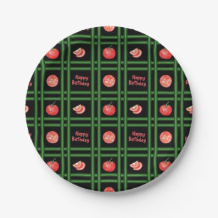 Happy Birthday - Fresh Tomato Pattern Paper Plate