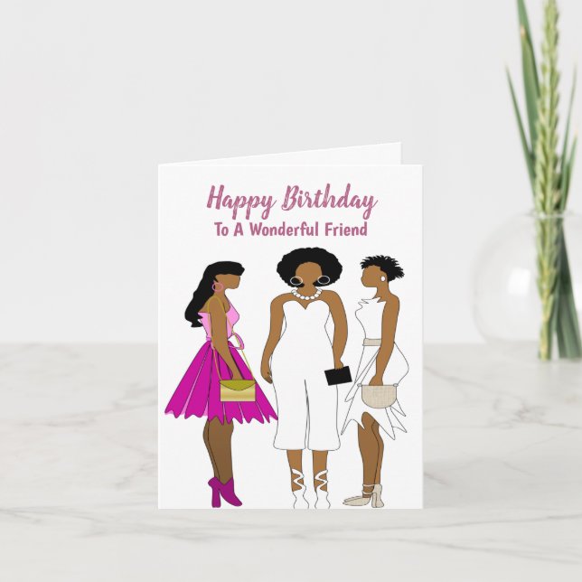 Happy Birthday Friend African American Birthday    Thank You Card (Front)