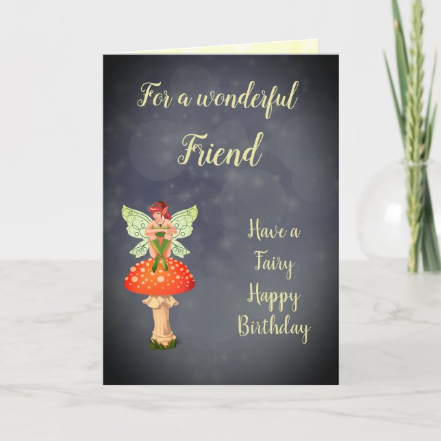 Happy Birthday Friend Fairy design Card (Front)