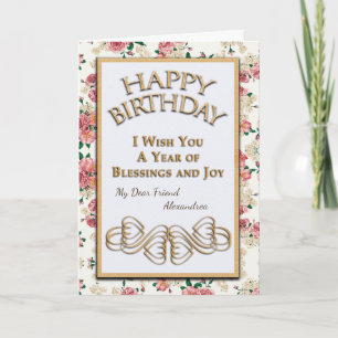 Happy Birthday Friend Flowers Bless Personalise Card
