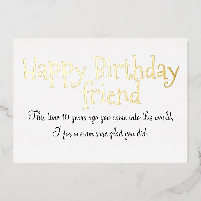 Happy Birthday Friend Foil Card (Front)